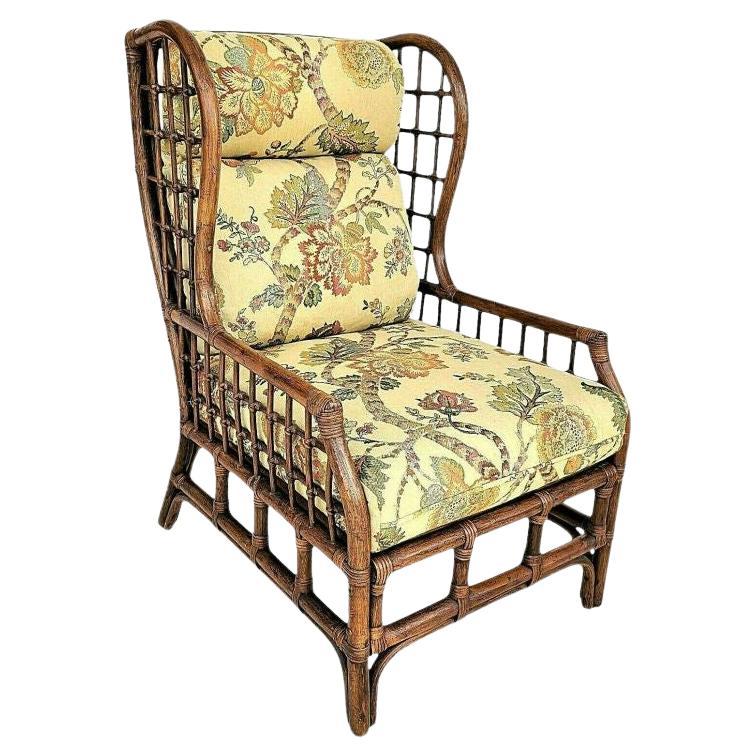 Vintage Wingback Bamboo Rattan Lounge Chair
