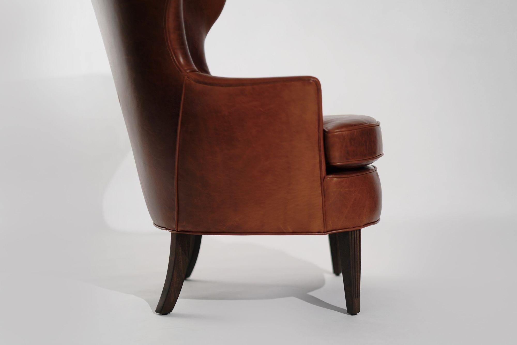 Vintage Wingback Chair in Cognac Leather, C. 1950s For Sale 3
