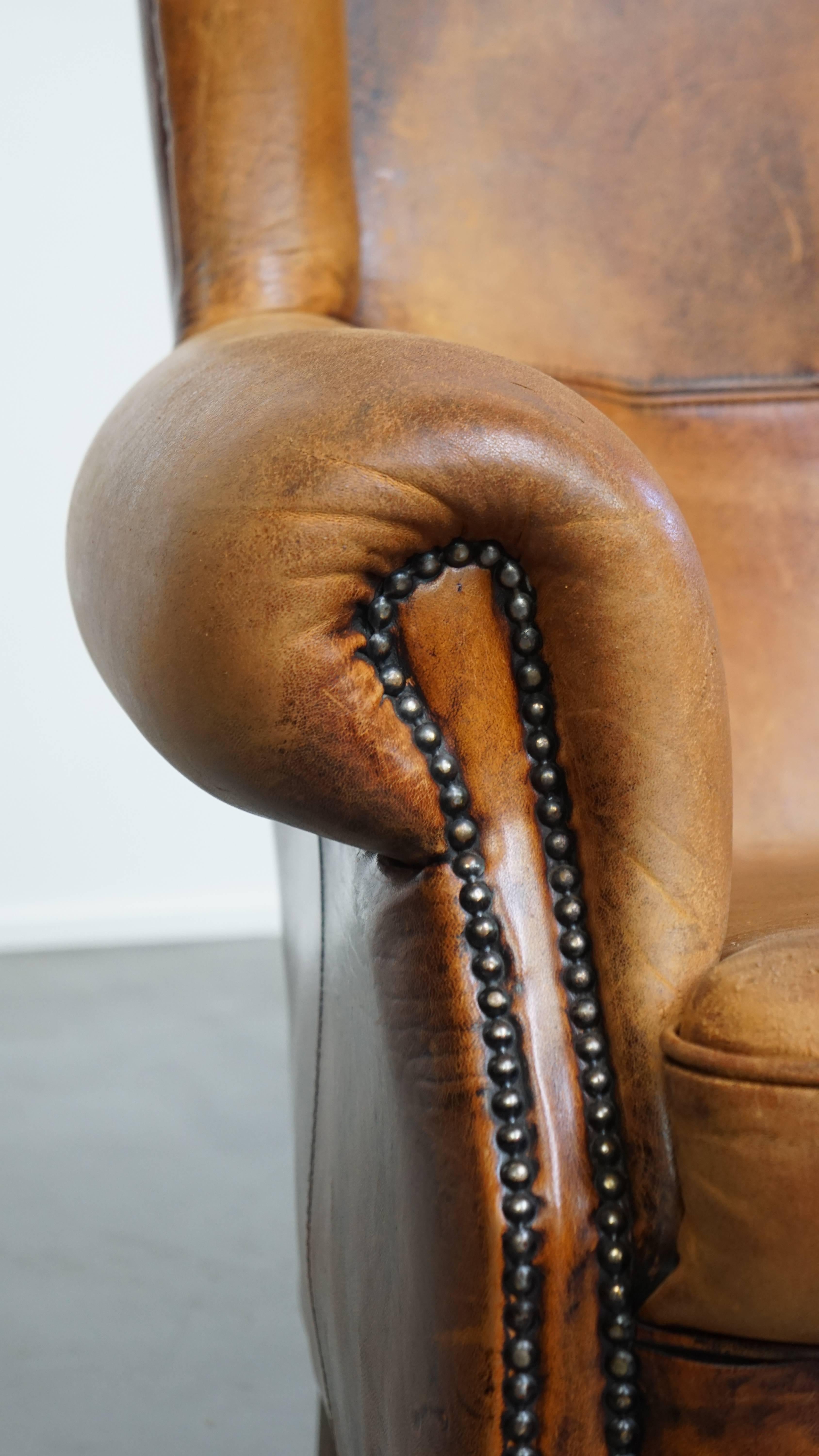 Sedia Wingback vintage in pelle di montone in vendita 5