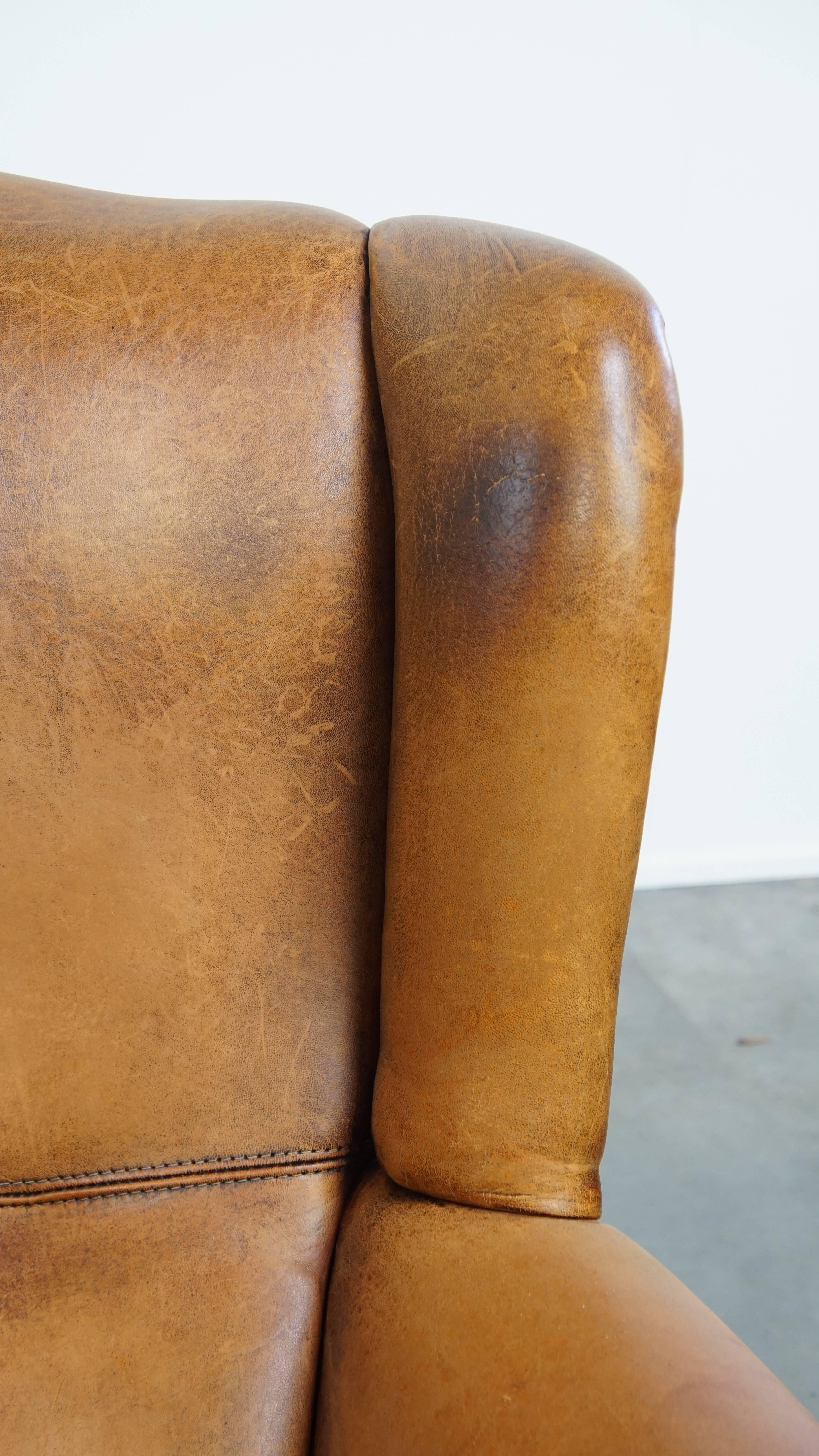 Sedia Wingback vintage in pelle di montone in vendita 2