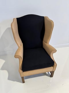Vintage Wingback in Sorenson Leather and Rose Uniacke Linen