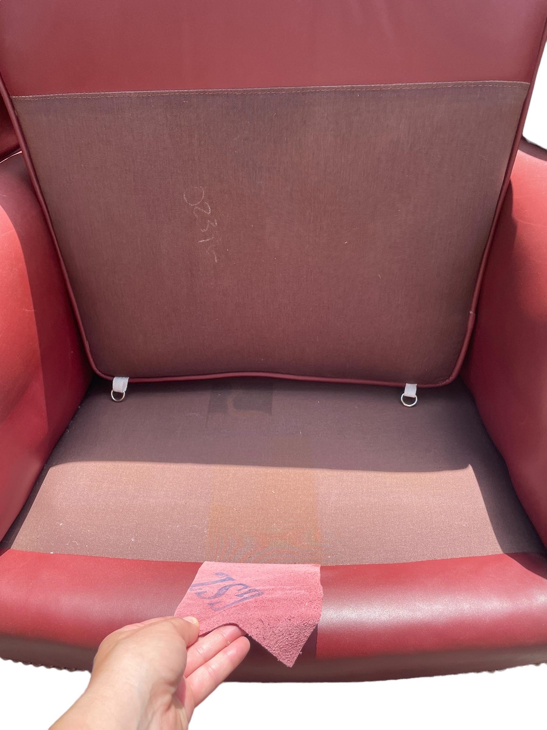 20th Century Vintage Wingback Pair of Red Leather Armchairs