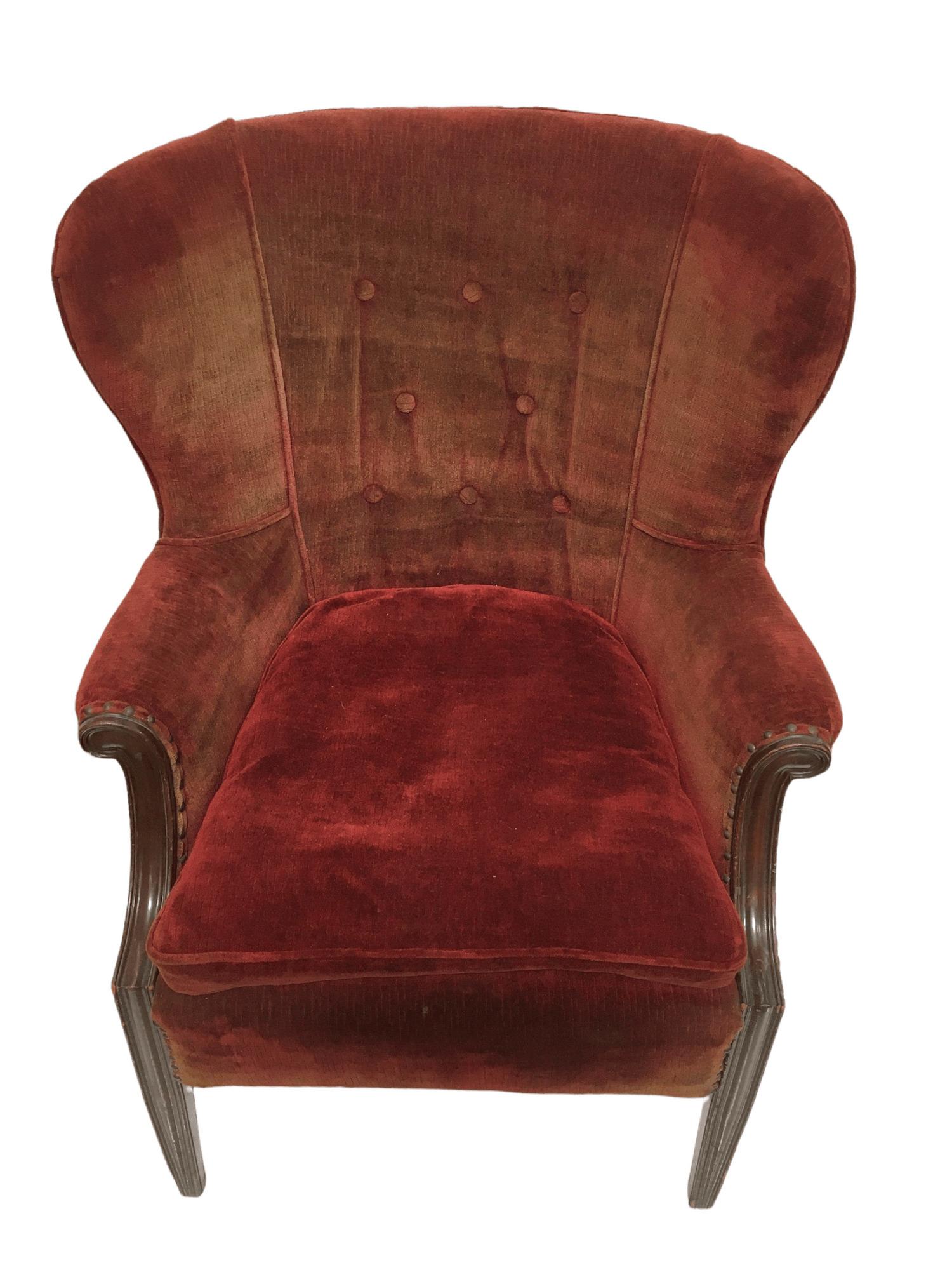 velvet wingback chair vintage
