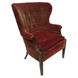 Vintage Red Velvet Wingback Chair W/ Tufted Seats, C 1920 at 1stDibs | velvet  wingback chair vintage, vintage red velvet chair, red velvet vintage