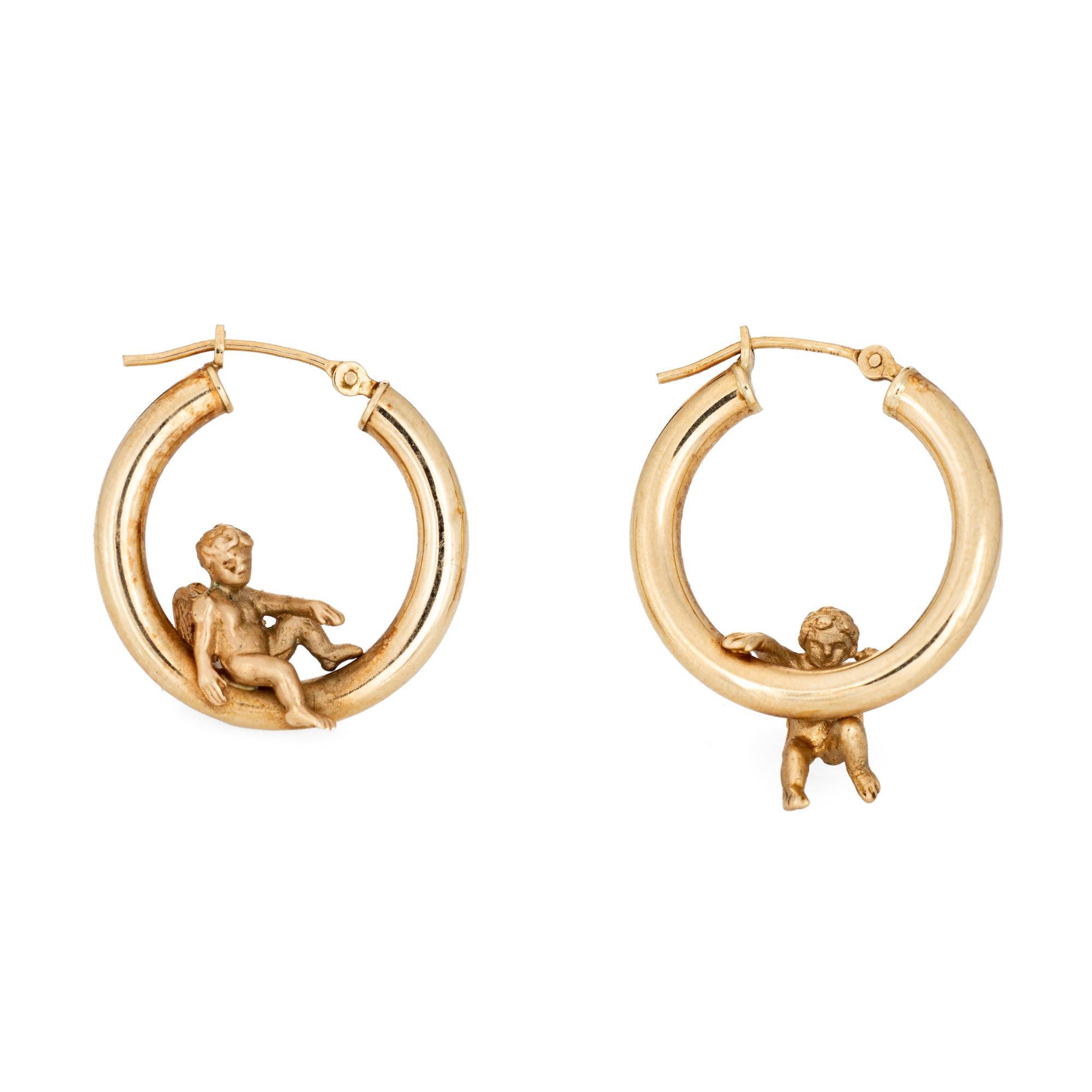 gold angel hoop earrings