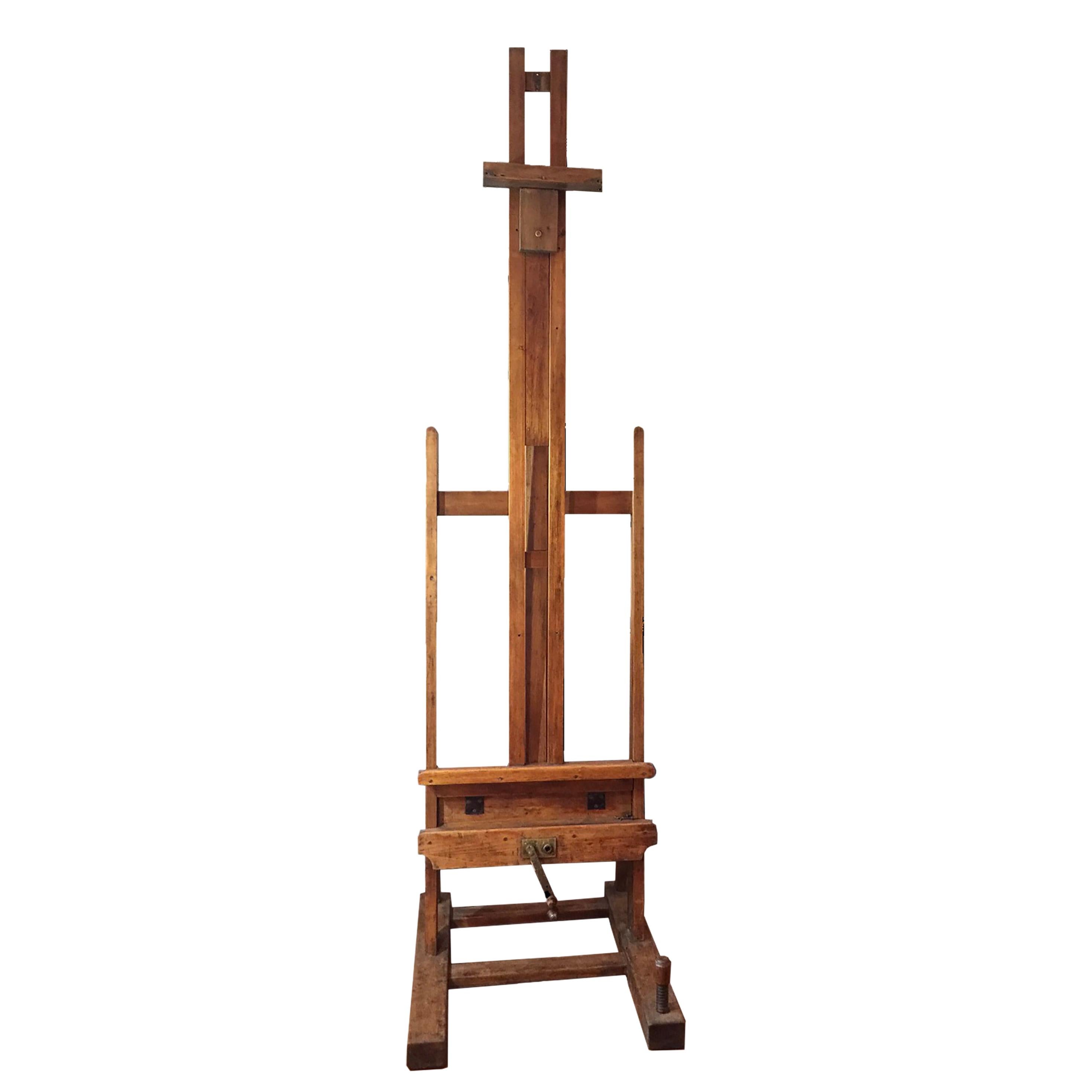Vintage Winsor and Newton Large Pine Studio Easel For Sale