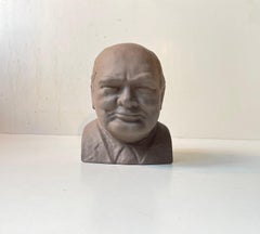 Vintage Winston Churchill Ceramic Money Bank Bust, 1970s