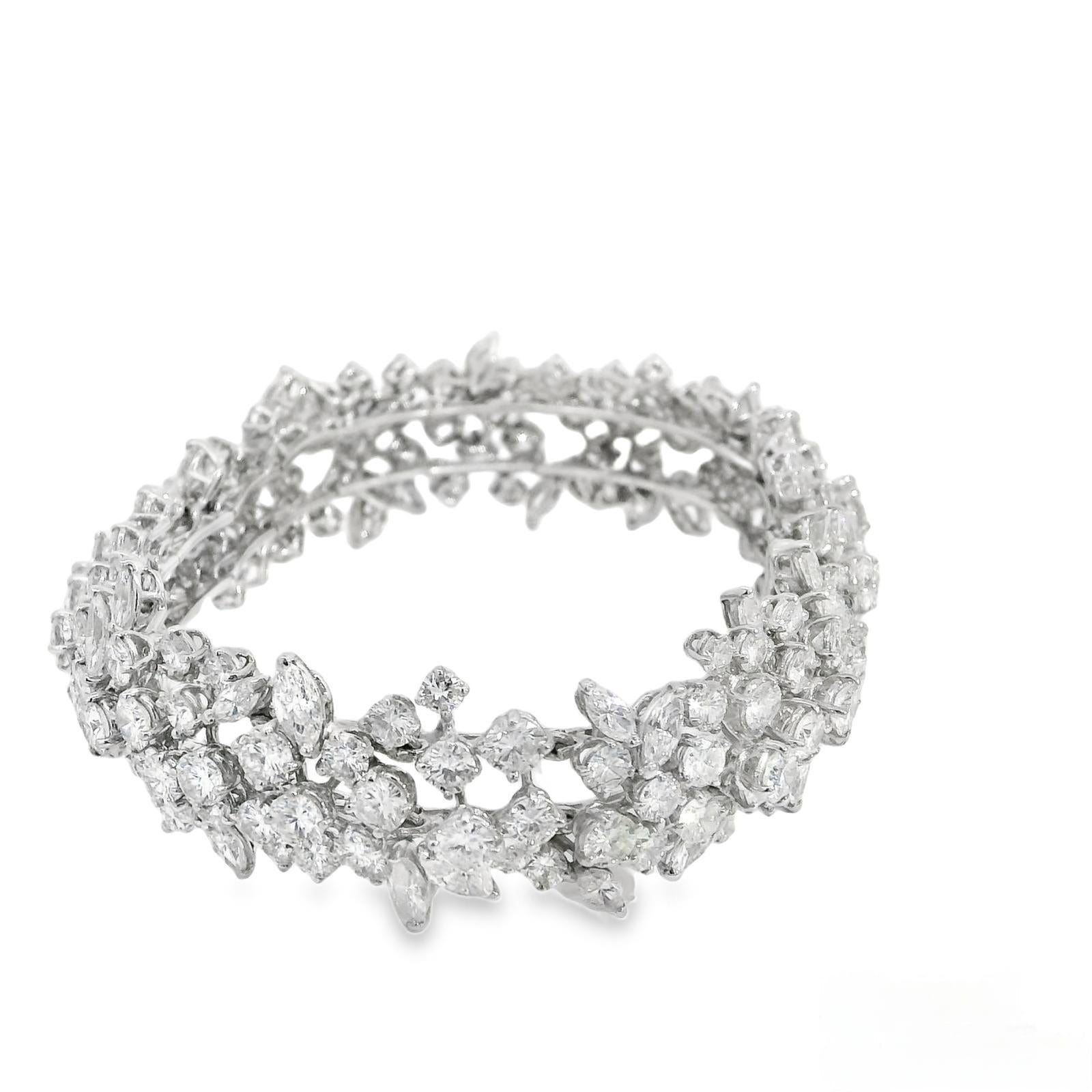Pulsera de diamantes Vintage Winston Style Cluster de 32,50 quilates en Bueno estado para la venta en New York, NY