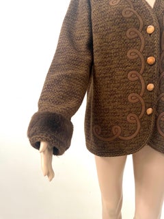 Vintage Winter Wool Jacket with Faux Fur Cuffs, Made in Italy, 1990s