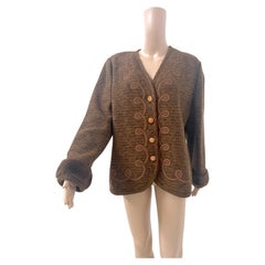 Vintage Winter Wool Jacket with Faux Fur Cuffs, Made in Italy, 1990s