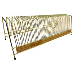 Vintage Wire Brass Record Rack Vinyl Record Storage 1950's