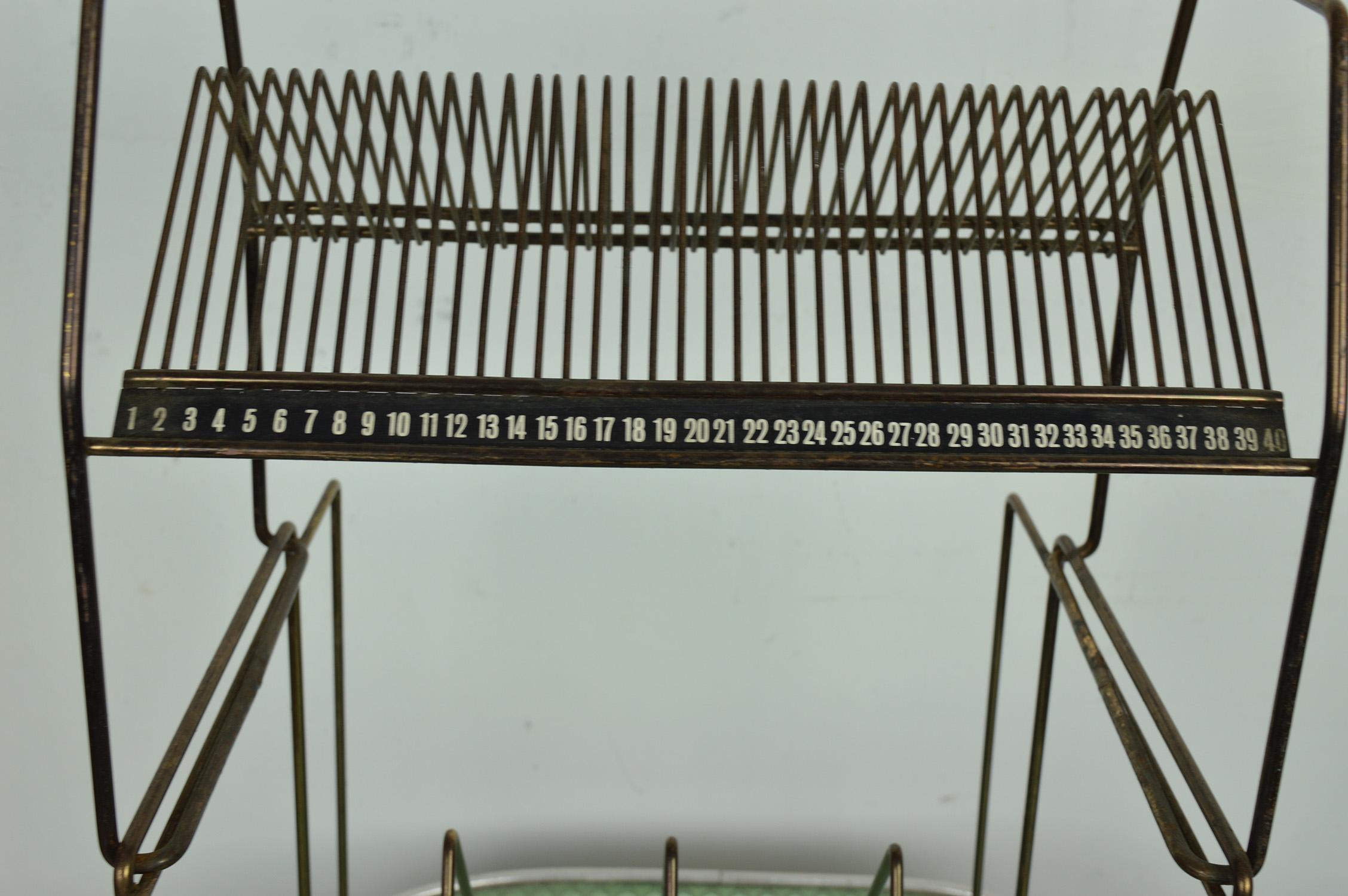 English Vintage Wire Work Vinyl Record Rack, 1960s