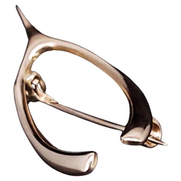 Vintage Wishbone 10k Yellow Gold Brooch