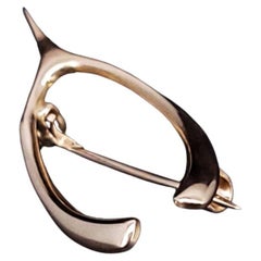 Vintage Wishbone 10k Yellow Gold Brooch
