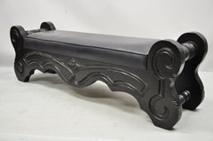 Vintage Witco Style Tiki Elvis Jungle Room Carved Wood Black Long Bench
