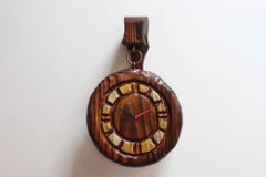 Vintage Witco Tiki Burnt Cedar Hand-Painted Wall Clock with Mount