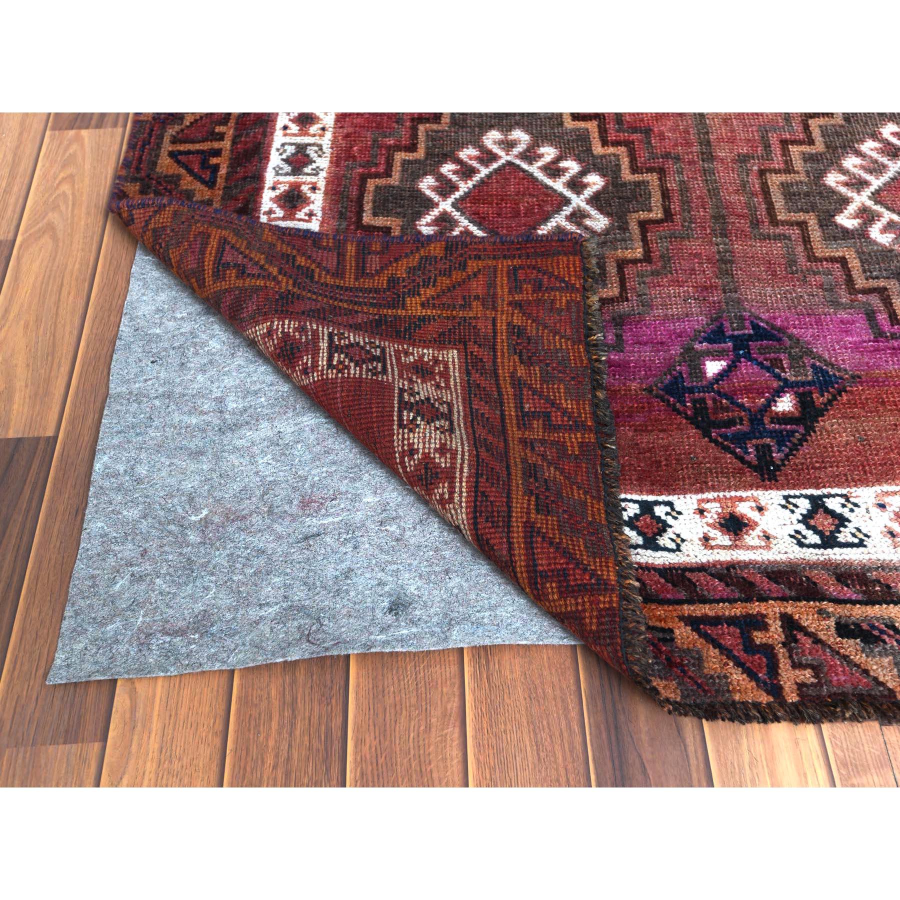 Medieval Vintage with Even Wear Persian Shiraz Abrash Worn Down Hand Knotted Rug For Sale