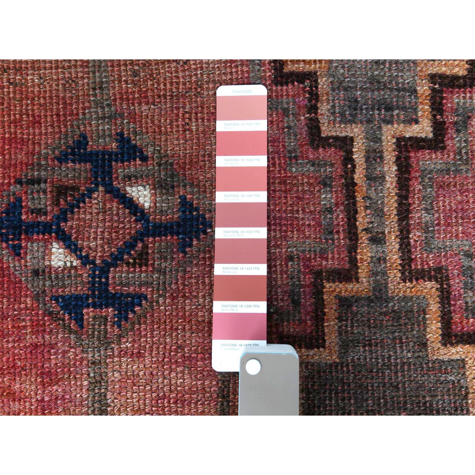 Hand-Knotted Vintage with Even Wear Persian Shiraz Abrash Worn Down Hand Knotted Rug For Sale
