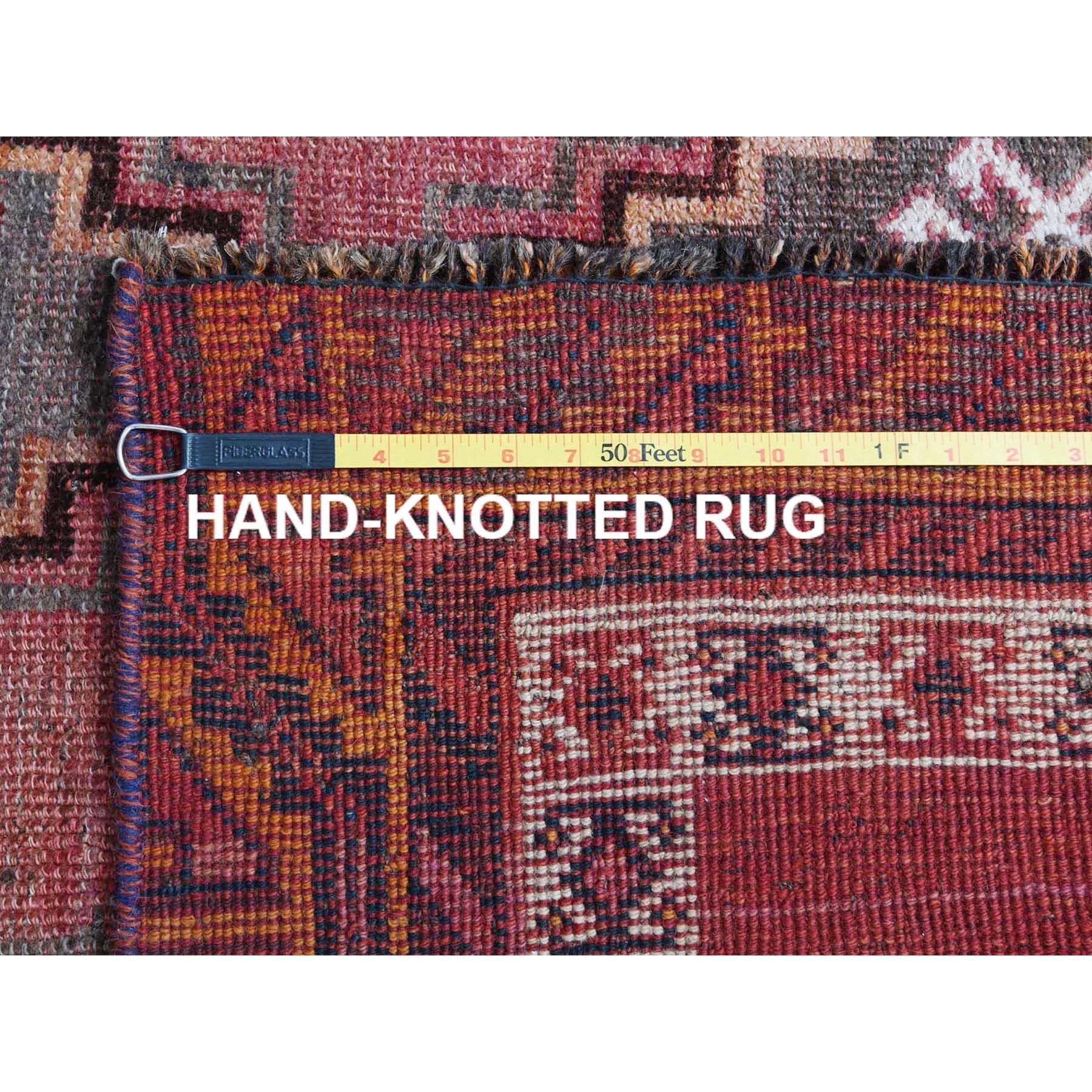Wool Vintage with Even Wear Persian Shiraz Abrash Worn Down Hand Knotted Rug For Sale