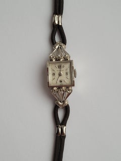 Vintage Wittnauer 14 Karat White Gold Diamond Cocktail Watch