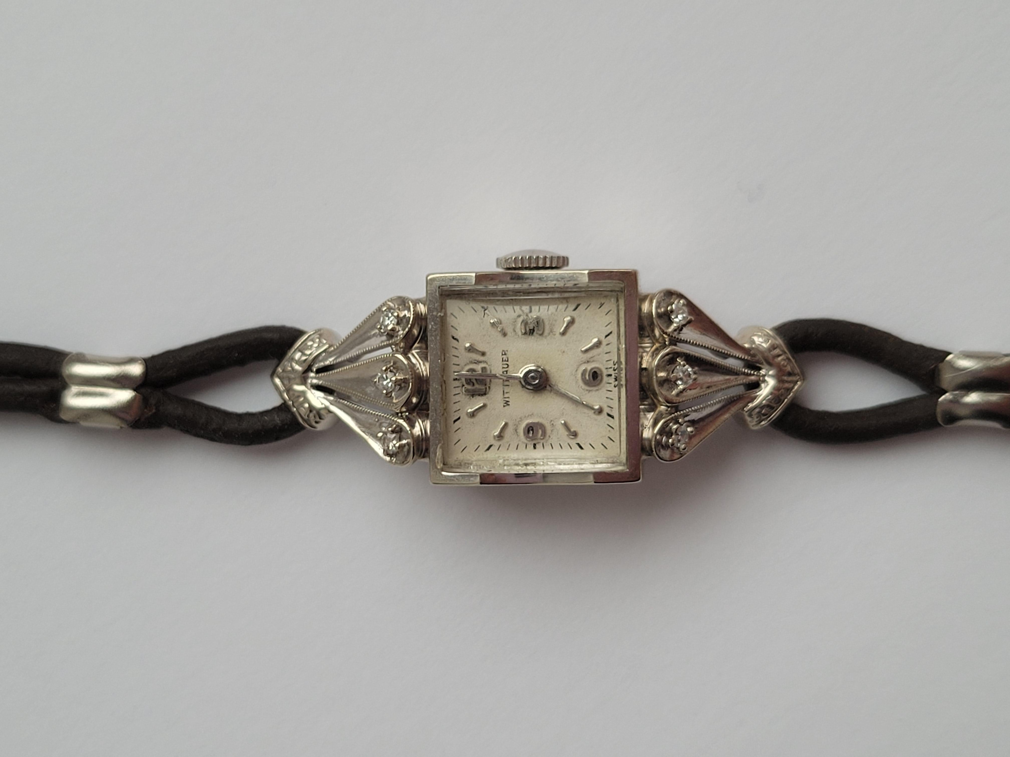Reloj de coctel vintage Wittnauer de oro blanco de 14 quilates con diamantes en venta en 1stDibs reloj wittnauer con diamantes precio