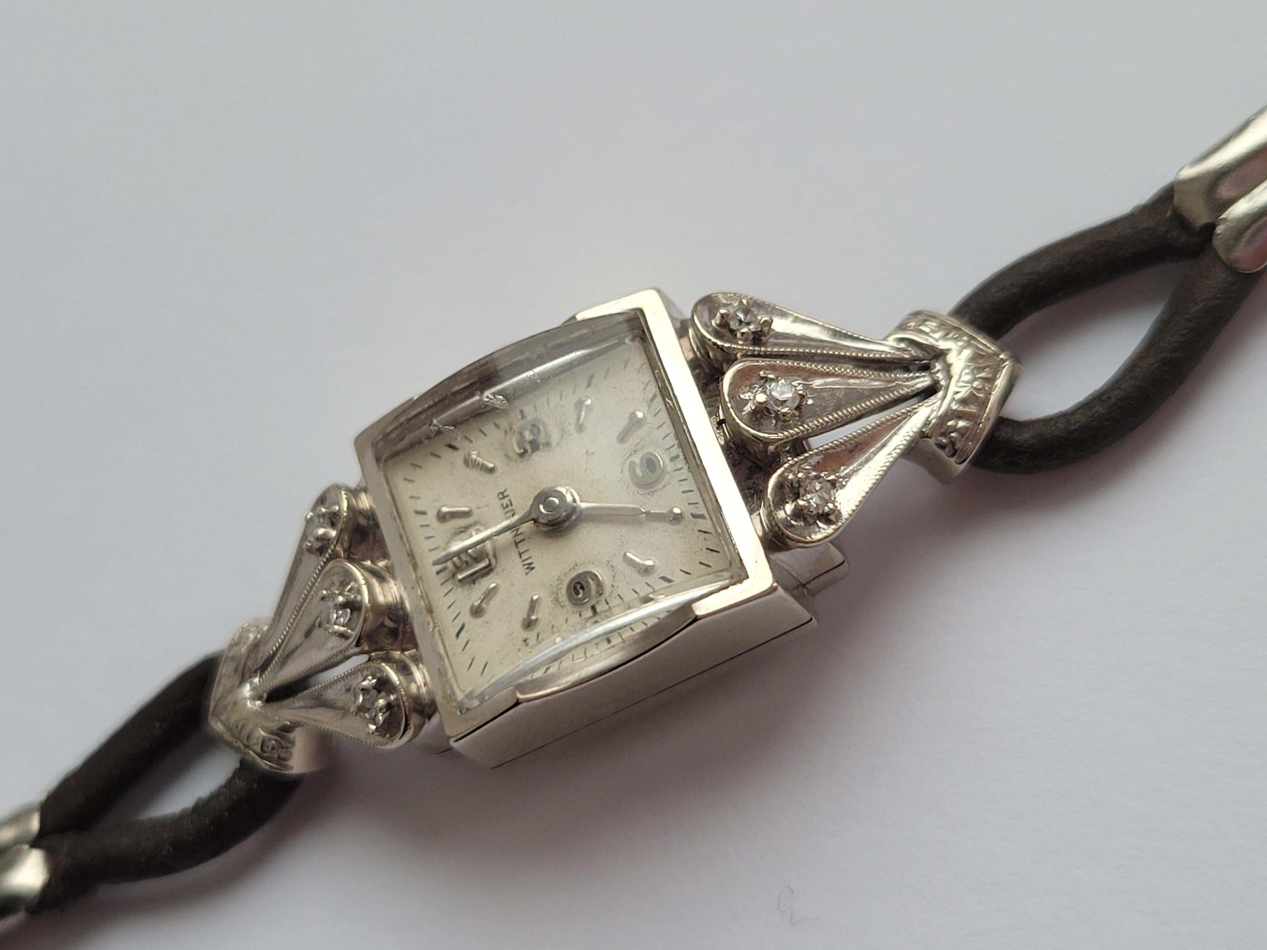 Vintage Wittnauer 14 Karat White Gold Diamond Cocktail Watch In Good Condition For Sale In Boston, Lincolnshire