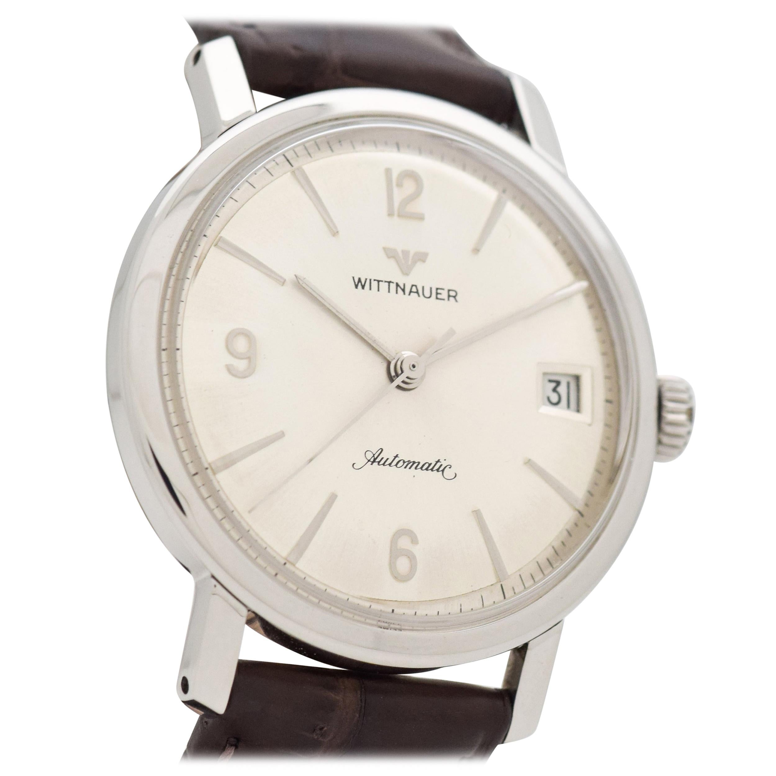 Vintage Wittnauer Automatic Stainless Steel Watch, 1960s For Sale