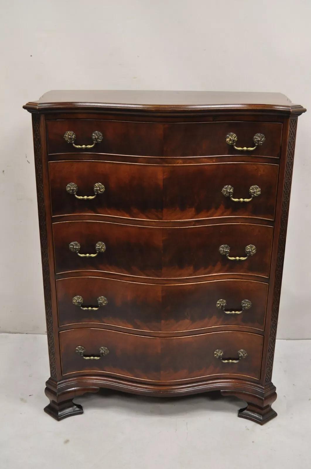 Vintage W&J Sloane Chinesische Chippendale Mahagoni Serpentinen hohe Kommode, Vintage im Angebot 6