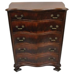 Vintage W&J Sloane Chinese Chippendale Mahogany Serpentine Tall Chest Dresser