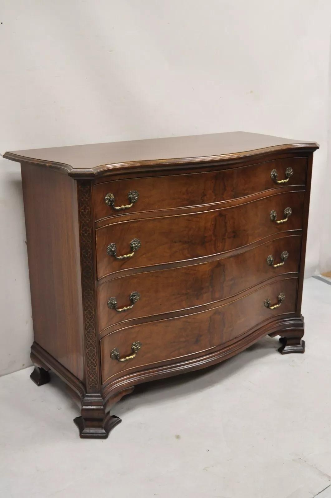 Vintage W&J Sloane Chinese Chippendale Style Mahogany Serpentine Dresser Chest 7
