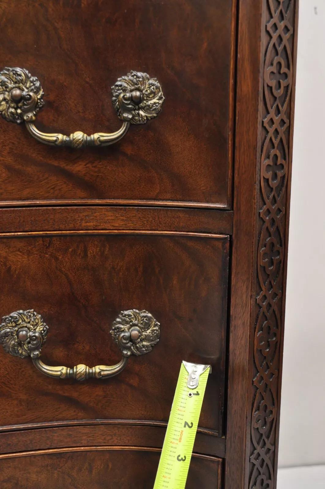 Vintage W&J Sloane Chinese Chippendale Style Mahogany Serpentine Dresser Chest 1
