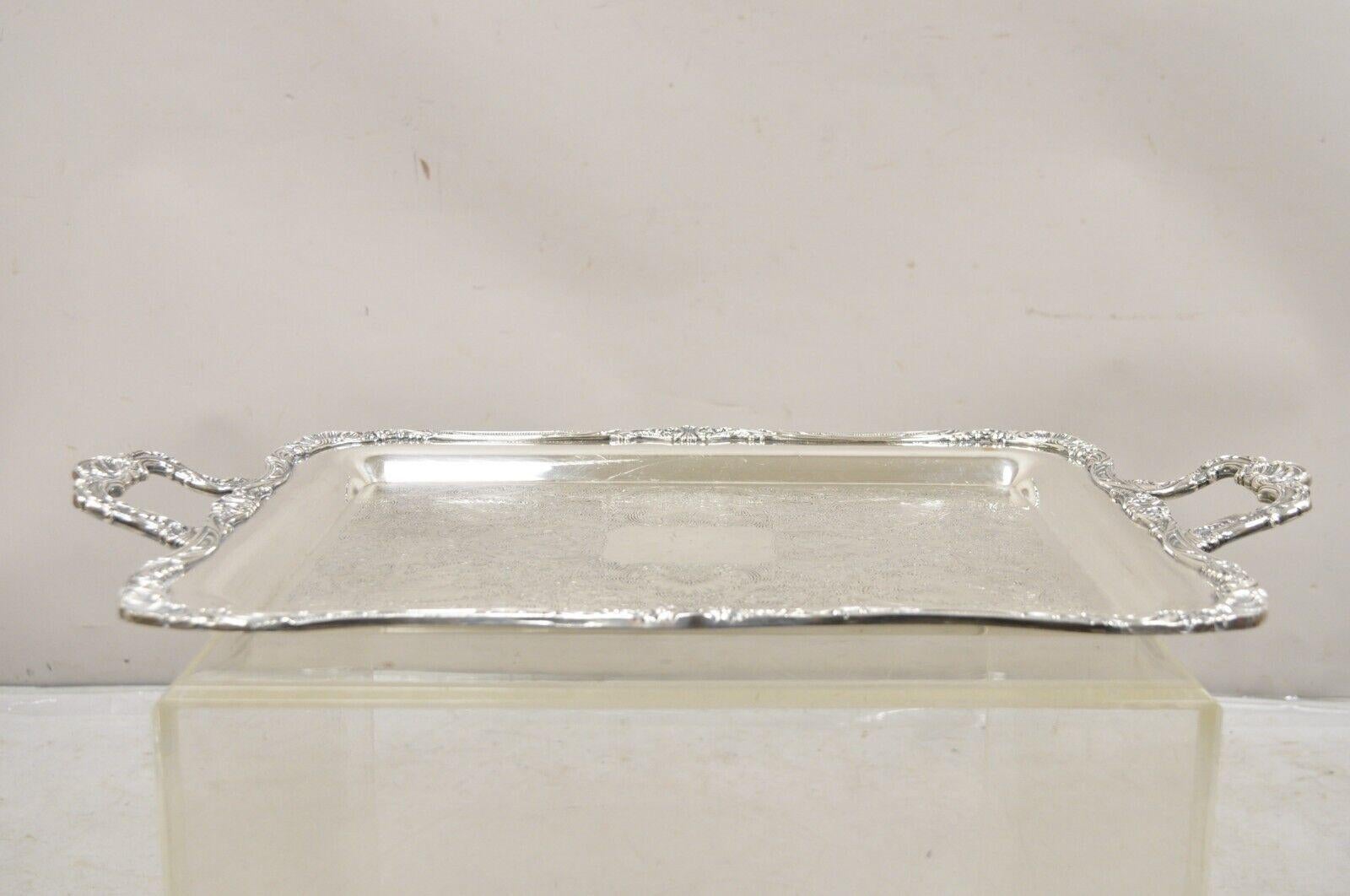 Vintage WM Rogers 290 Silver Plated Ornate Victorian Style Serving Platter Tray For Sale 3