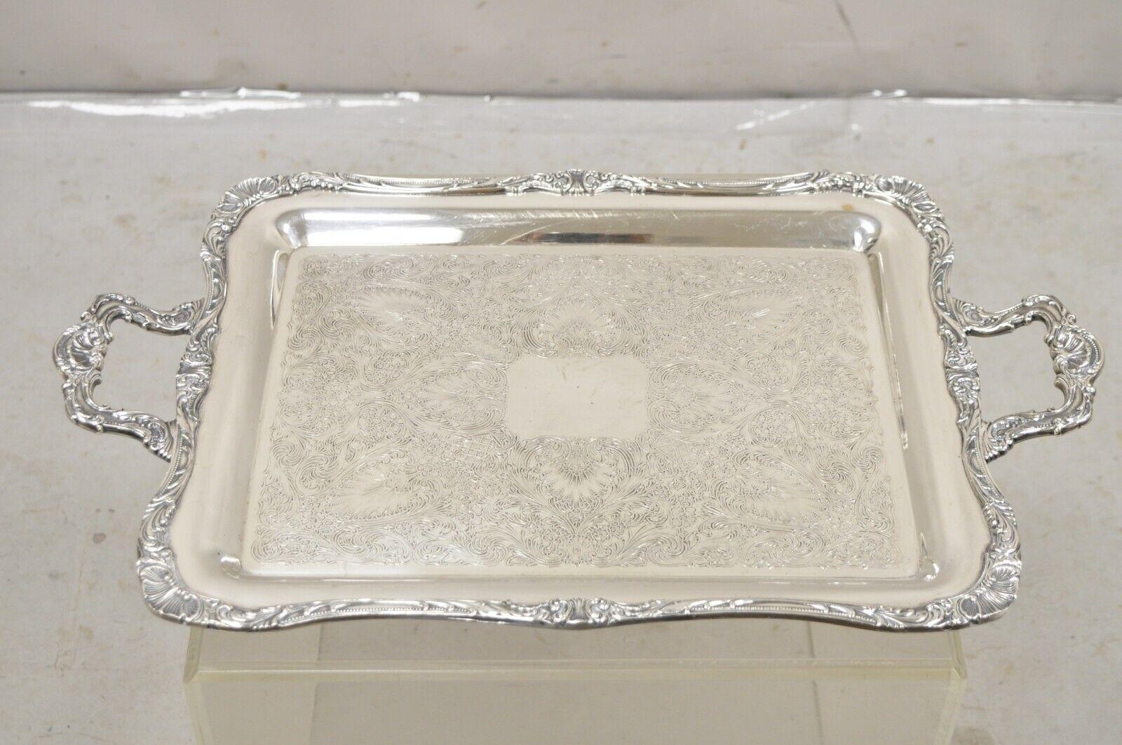 Vintage WM Rogers 290 Silver Plated Ornate Victorian Style Serving Platter Tray For Sale 4