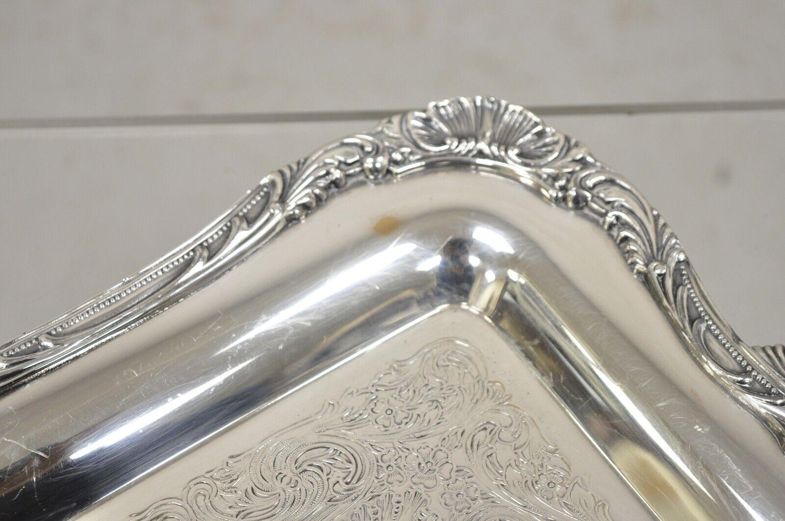 Vintage WM Rogers 290 Silver Plated Ornate Victorian Style Serving Platter Tray For Sale 1