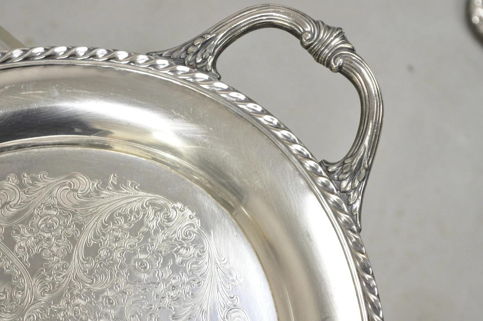 Vintage WM. Rogers 481 Bandeja ovalada victoriana plateada para servir Bandeja en venta 4