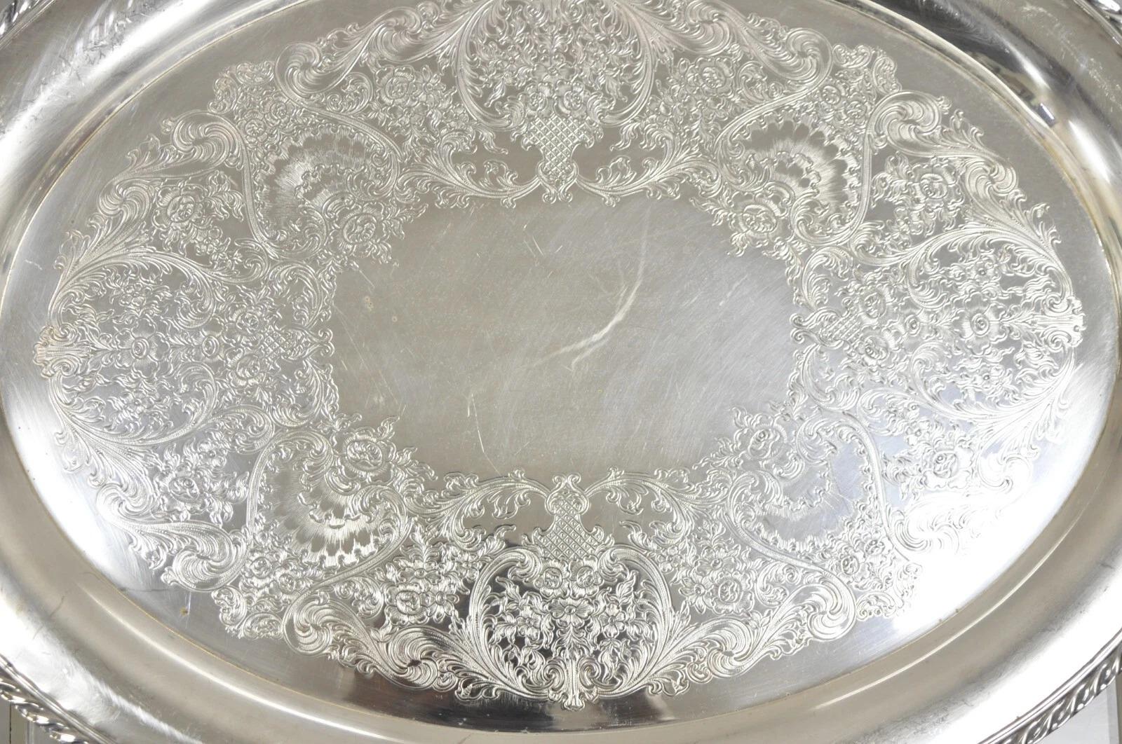 Vintage WM. Rogers 481 Bandeja ovalada victoriana plateada para servir Bandeja Victoriano en venta