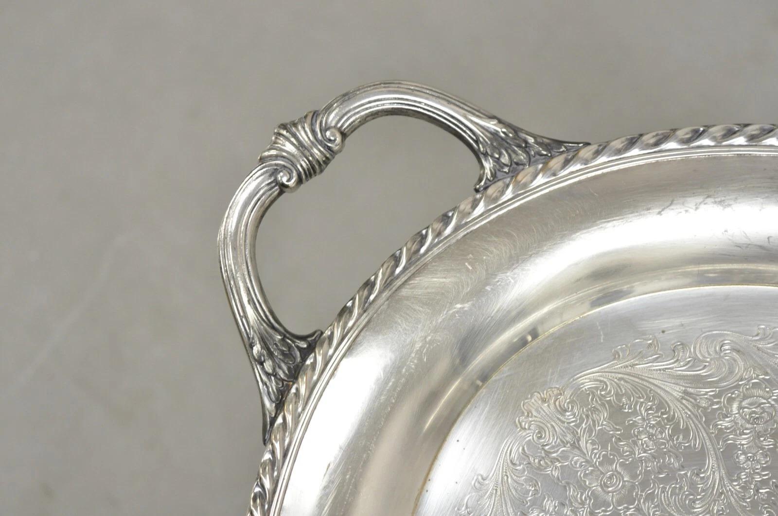 Vintage WM. Rogers 481 Bandeja ovalada victoriana plateada para servir Bandeja Desconocido en venta