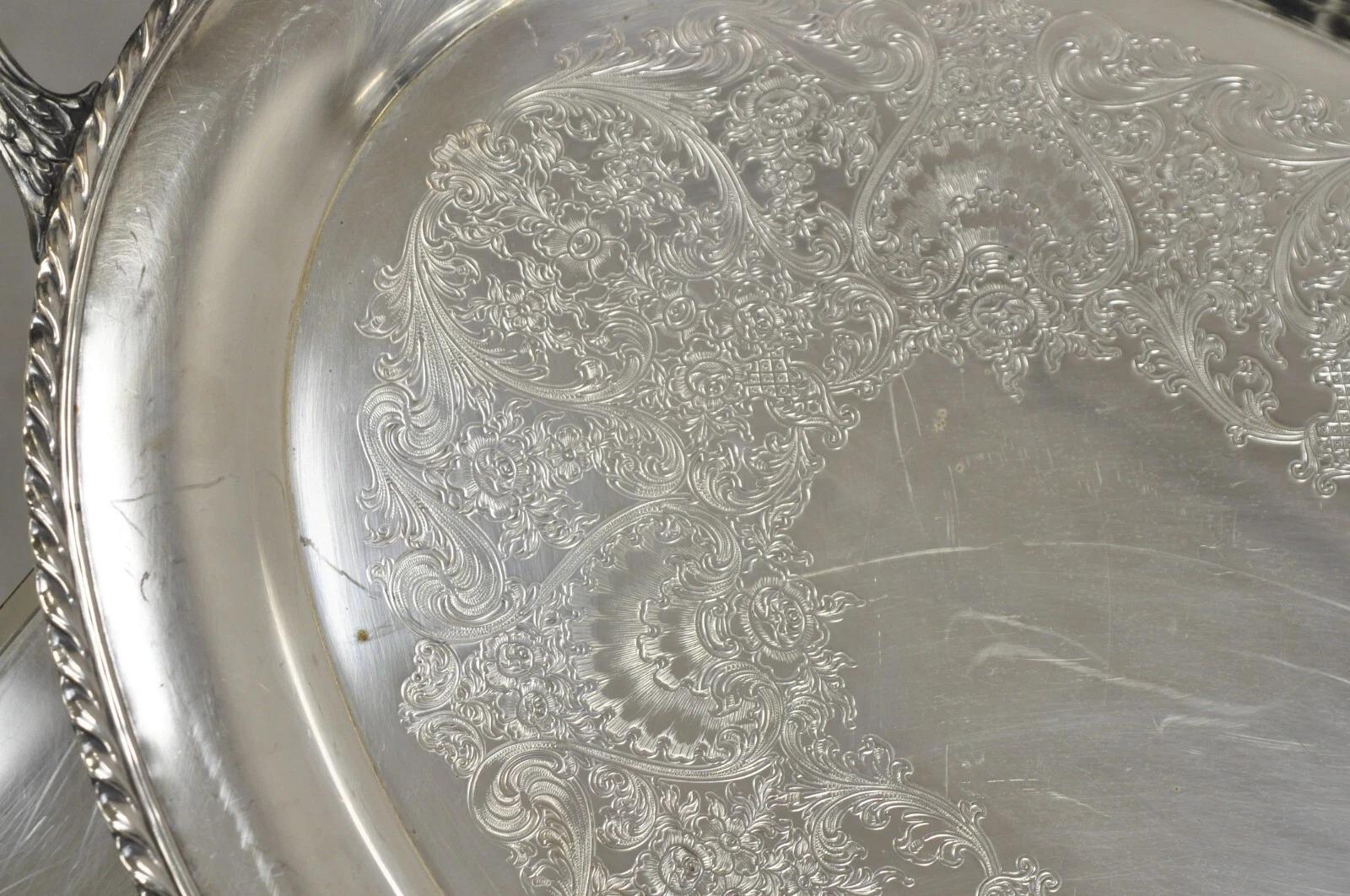 Vintage WM. Rogers 481 Bandeja ovalada victoriana plateada para servir Bandeja siglo XX en venta