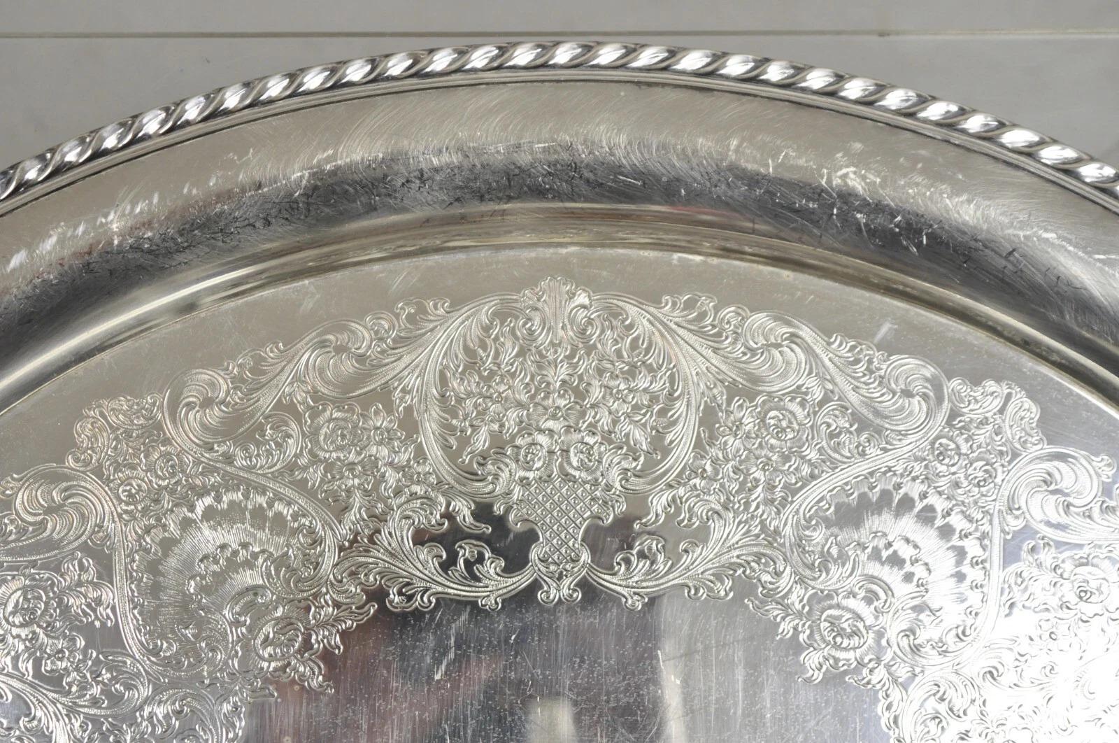 Vintage WM. Rogers 481 Bandeja ovalada victoriana plateada para servir Bandeja Chapado en plata en venta