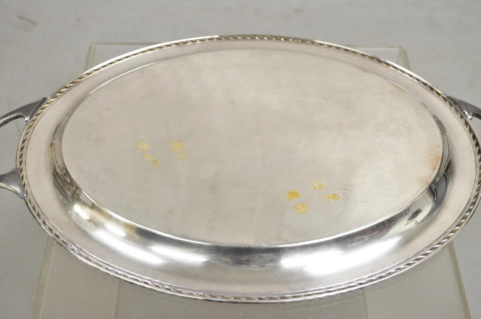 Vintage WM. Rogers 481 Bandeja ovalada victoriana plateada para servir Bandeja en venta 2