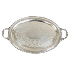 Vintage WM. Rogers 481 Bandeja ovalada victoriana plateada para servir Bandeja