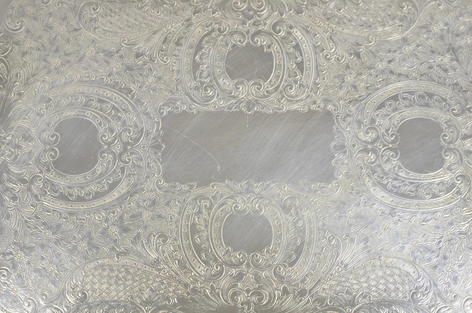 Jahrgang WM. Rogers Co. 8061 viktorianisches versilbertes Serviertablett, Tablett (Viktorianisch) im Angebot