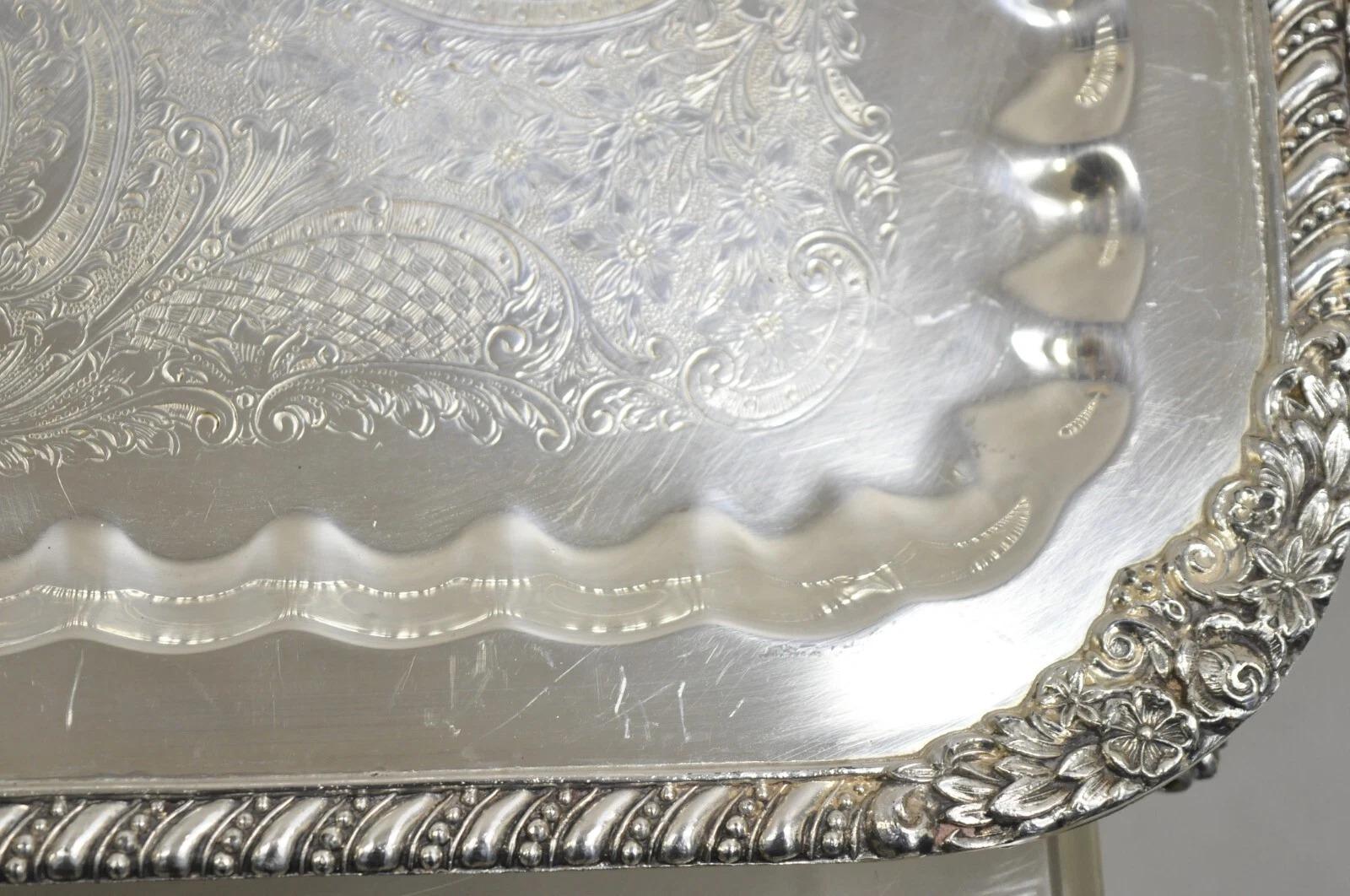 Jahrgang WM. Rogers Co. 8061 viktorianisches versilbertes Serviertablett, Tablett im Zustand „Gut“ im Angebot in Philadelphia, PA
