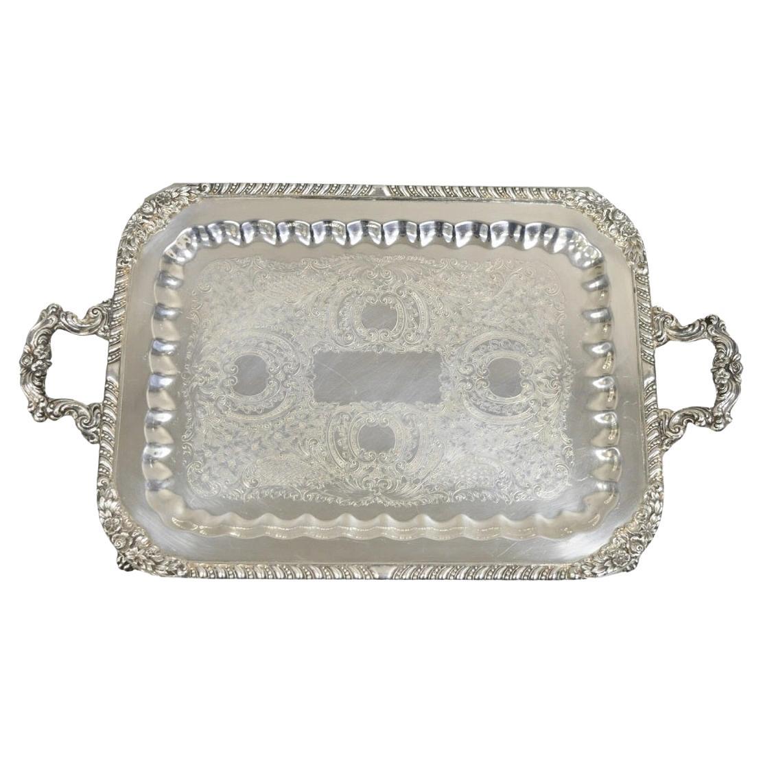 Vintage WM. Rogers Co. 8061 Bandeja victoriana plateada para servir Bandeja