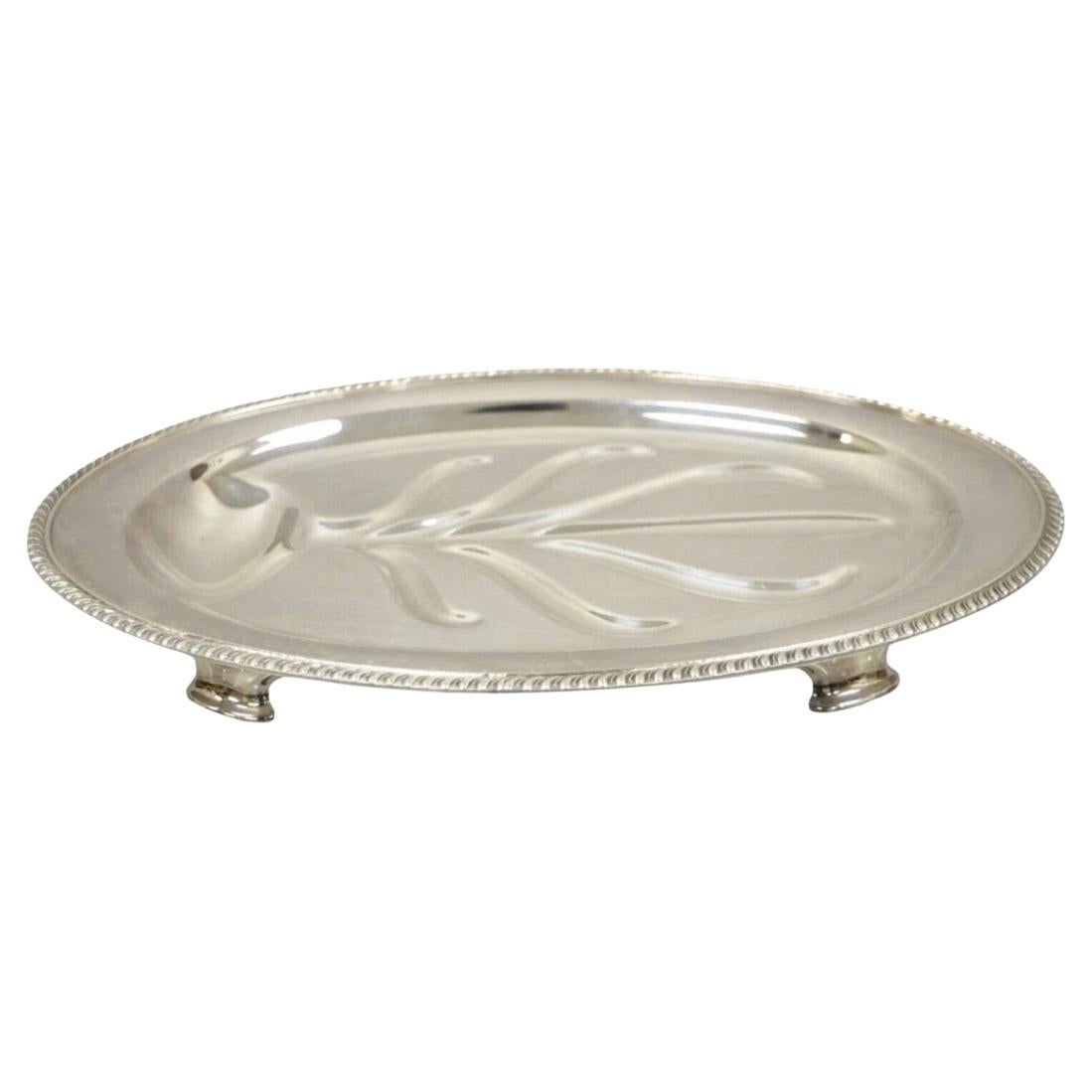 Vintage WM Rogers Regency-Stil versilbert 18" Oval Footed Meat Tray Platte