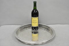 Vintage WM Rogers Round Silver Plated Raised Gallery Serving Platter Bar Tray