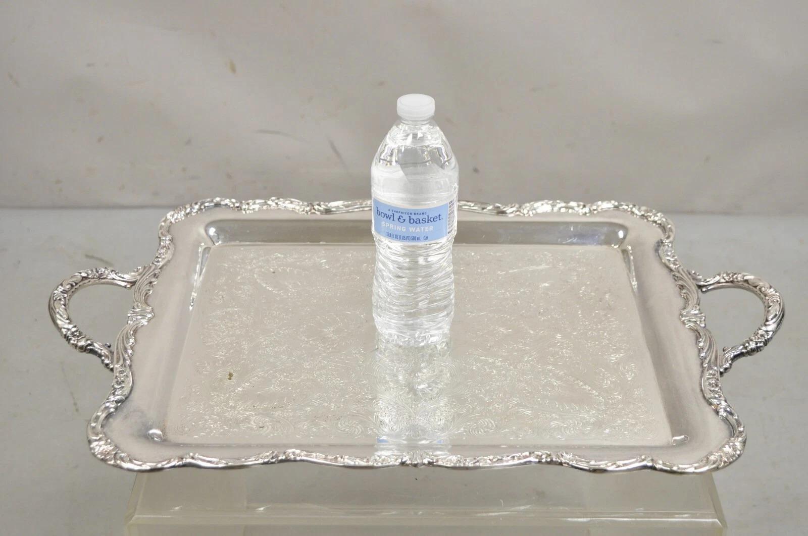 Vintage WM Rogers Silver Plated Victorian Twin Handle Serving Platter Tray For Sale 5