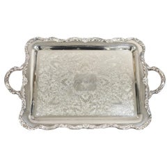 Vintage WM Rogers Bandeja Victoriana con Dos Asas para Servir Bandeja