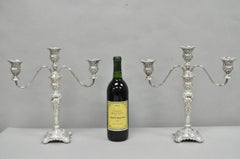 Candelabro convertibile a 3 bracci placcato in argento vintage WM Rogers & Son - una coppia