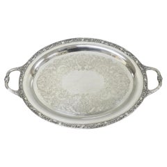 Vintage WM Rogers & Son "Victorian Rose" Silver Plated Oval Serving Platter Tray